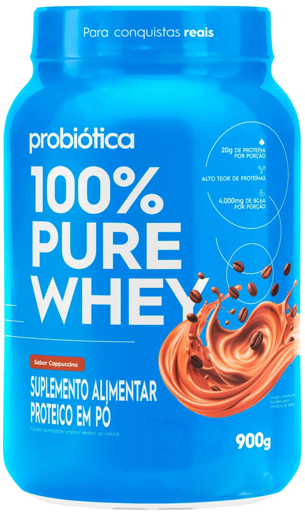 Probiótica 100% Pure Whey Pote (900g) - Cappuccino - 1