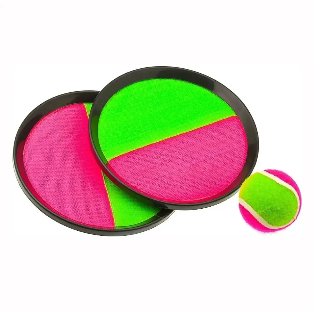 Jogo Brinquedo Bateu Colou, 2 Raquetes e 1 Bolinha, Jogo Divertido Esporte ao Ar Livre, Raquete Disco Autocolante Bate e Gruda Verde e Rosa, Premium, Felix Magazine