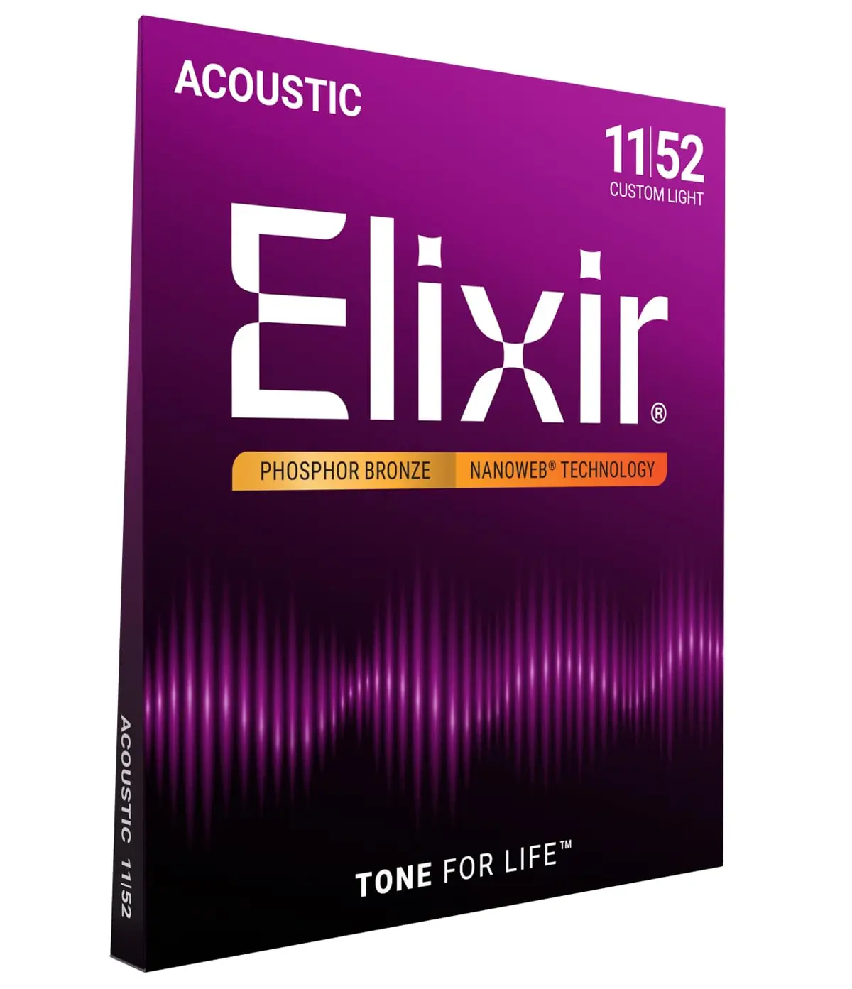Cordas Elixir Phosphor Bronze para violão acústico, Custom Light (.011 a .052) - 1