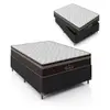 Cama Box Viúva + Colchão Paris Molas Ensacadas - 61x128x188cm - Couro Preto - Preto - 1
