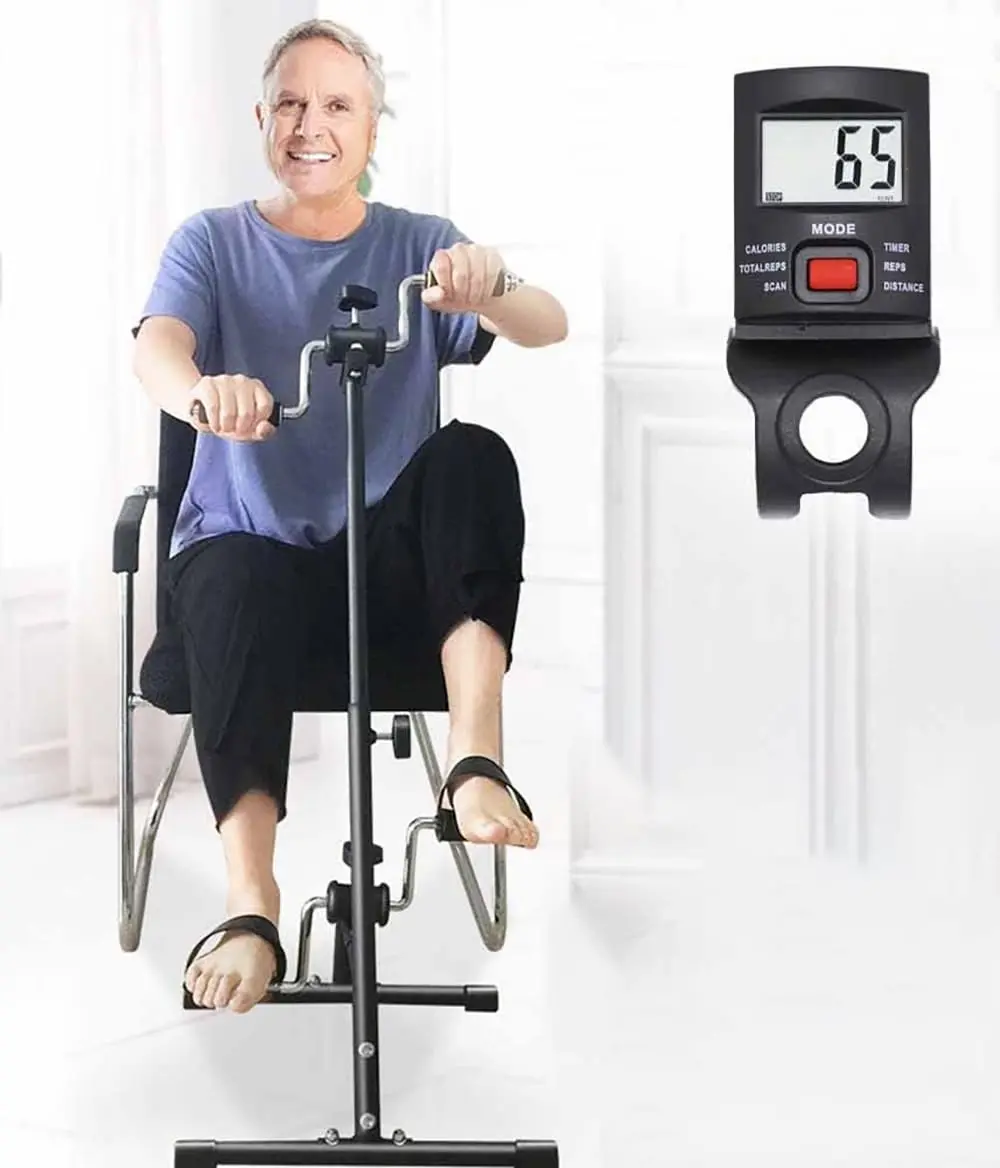 Mini Bicicleta Ergométrica com Monitor, Pedal Exercitador para Idosos - Treino Seguro para Pernas, Braços e Joelhos em Casa, Altura Ajustável, Ideal para Fitness de Idosos em Domicílio - 1