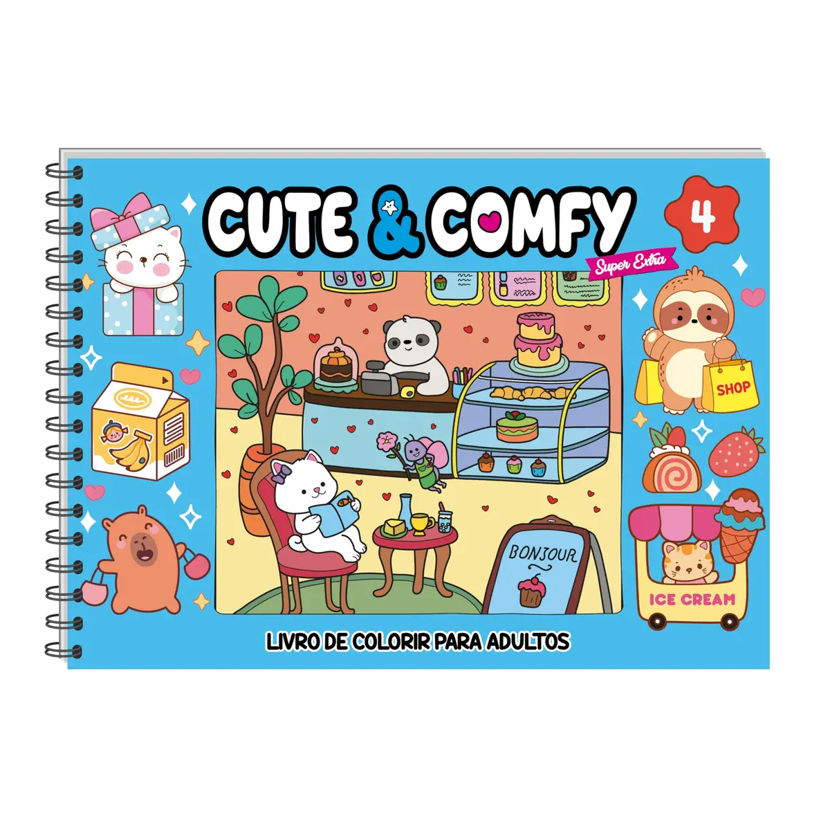 Cute & Comfy Super Extra - Livro de Colorir Adulto - Capa Dura Holográfica - 1