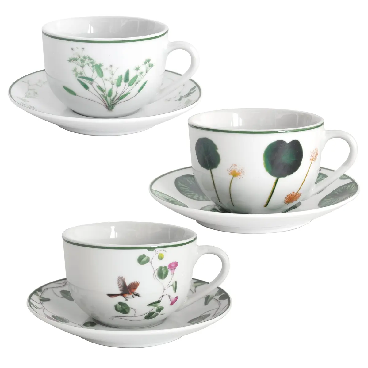 Jogo de 12 peças para chá Natureza Viva em porcelana 220ml