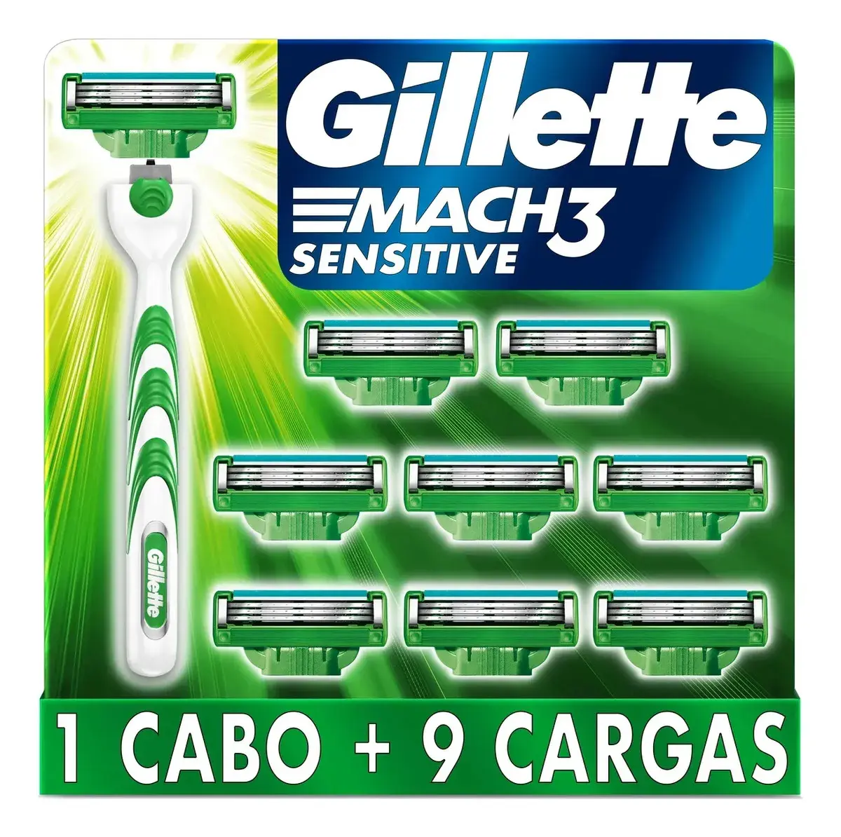 Aparelho de barbear Mach3 Sensitive + 9 cargas Gillette