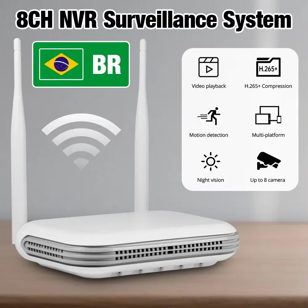 KERUI 8CH Mini NVR WIFI Onvif Gravador de Vídeo de Vigilância em Rede para Sistema de Câmeras de Segurança Residencial XMEYE iCSee no Brasil