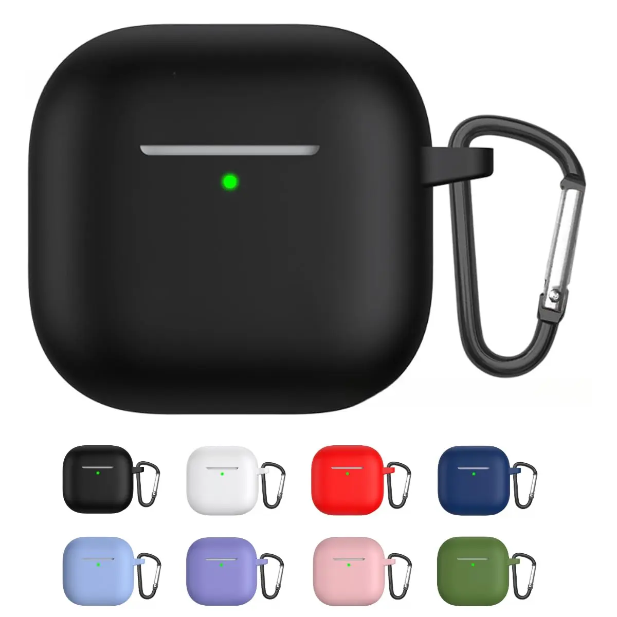 Capa Protetora de Silicone para AirPods 4ª Geração com Mosquetão – Antipoeira, Antiqueda (Preto) - 1