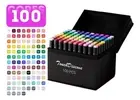 Kit c/ 100 Canetas Marcadoras Dupla Ponta 100 Cores - 1