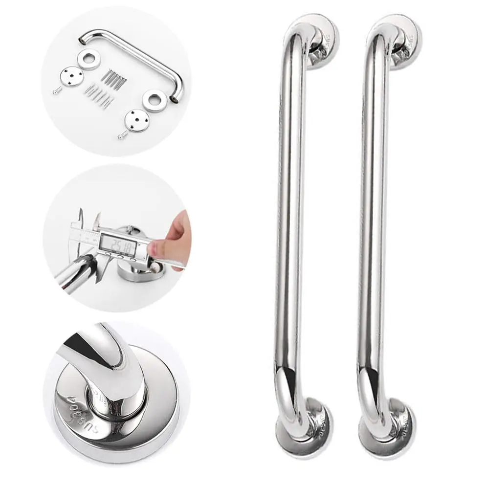 Kit 2 Barra Alça De Apoio Corrimão Segurança Banheiro Idoso Deficiente 60cm Inox Não Enferruja Suporte Pegador Acessibilidade Design Elegante