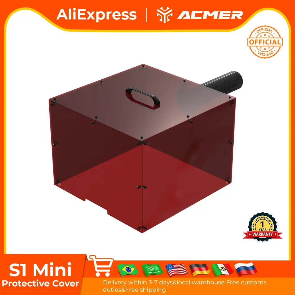 Acmer s1 mini máquina de gravação a laser gabinete proteção a laser ventilação à prova de fogo e poeira capa protetora para s1 2.5/3.5/6w