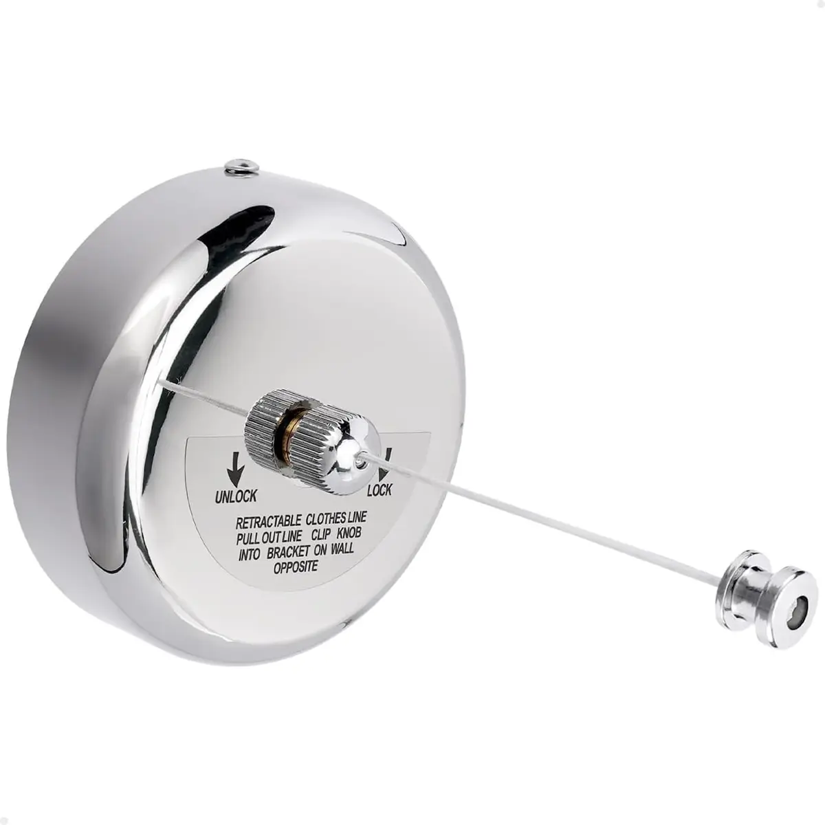 Varal Retrátil Inox 2,5m Antiferrugem de Parede | Suporta Até 7kg | Compacto e Dobrável | Ideal para Lavanderia, Banheiro, Varanda, Apartamento, Hotel e Pousada - 1