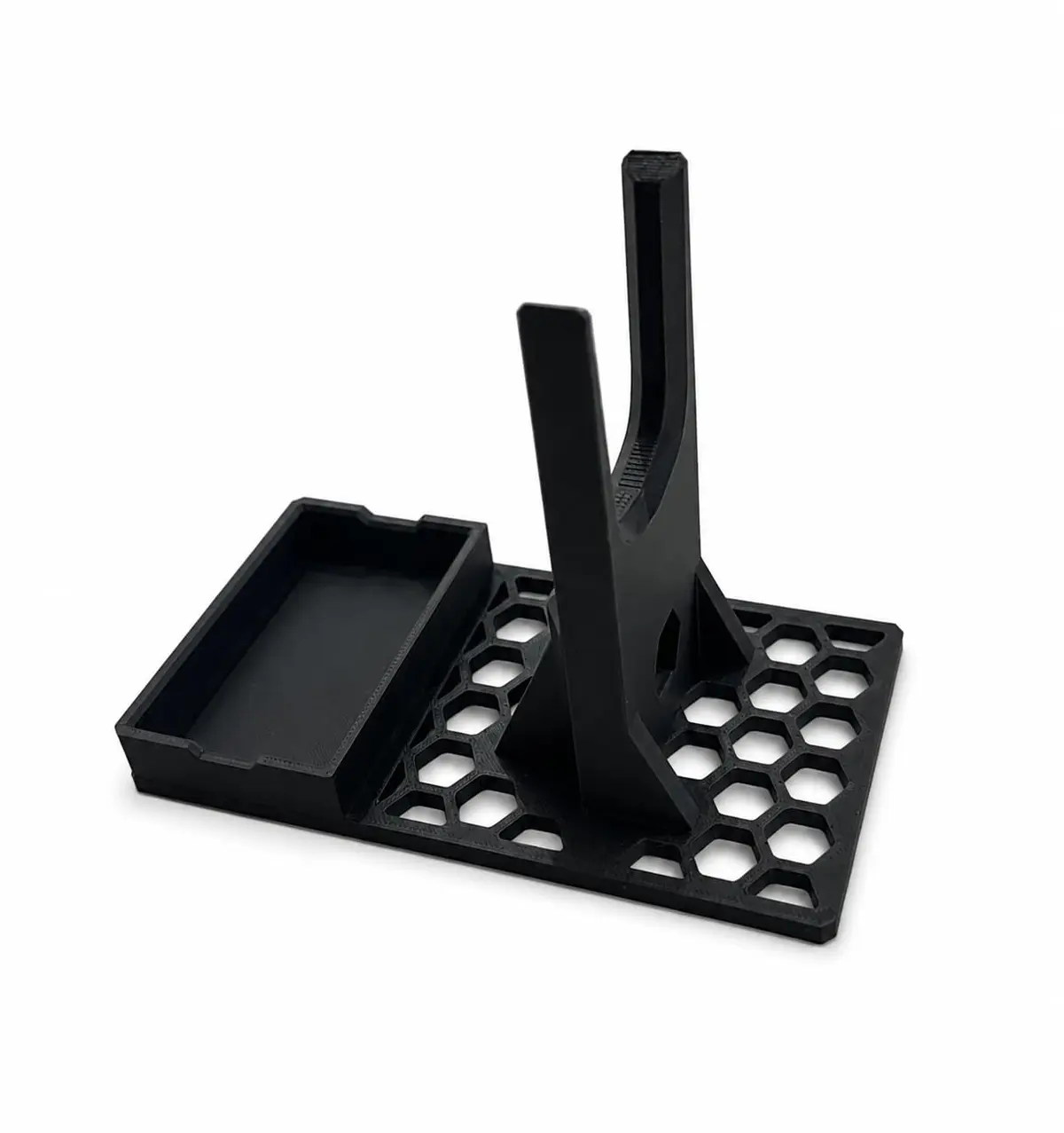 Suporte para Pistola de Cola Quente, Preto, com Bandeja para Resíduos, Base Estável, 13 x 7 x 10 cm