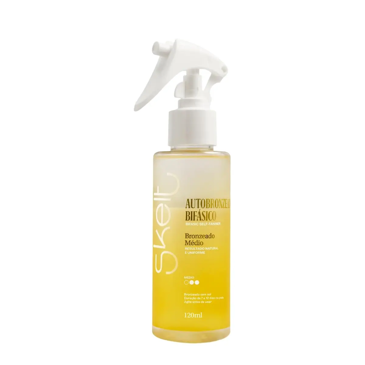 Skelt Autobronzeador Bifásico 120ml | Bronze Natural De 7 A 12 Dias, Intensidade Média, Com Fragrância Grand Bahama E Aplicação Fácil Com Luva | Uso Após Banho