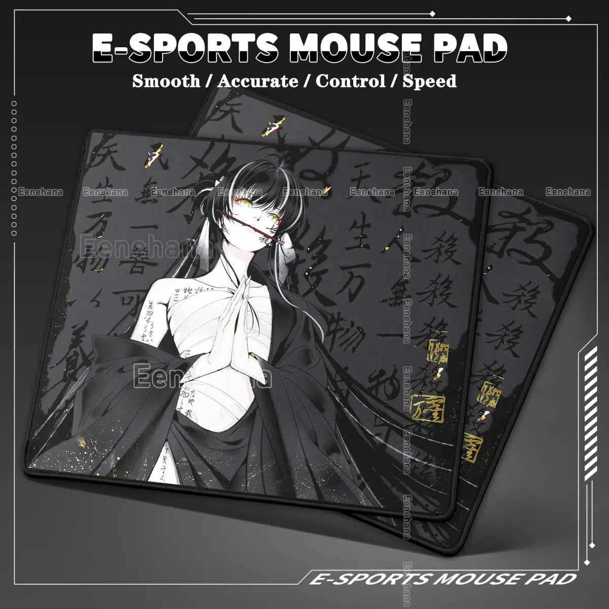 Sete matar esports preto mouse pad slimflex xsoft mais controlável bruxas japonesas mousemats novo produto anime pc gamer presentes