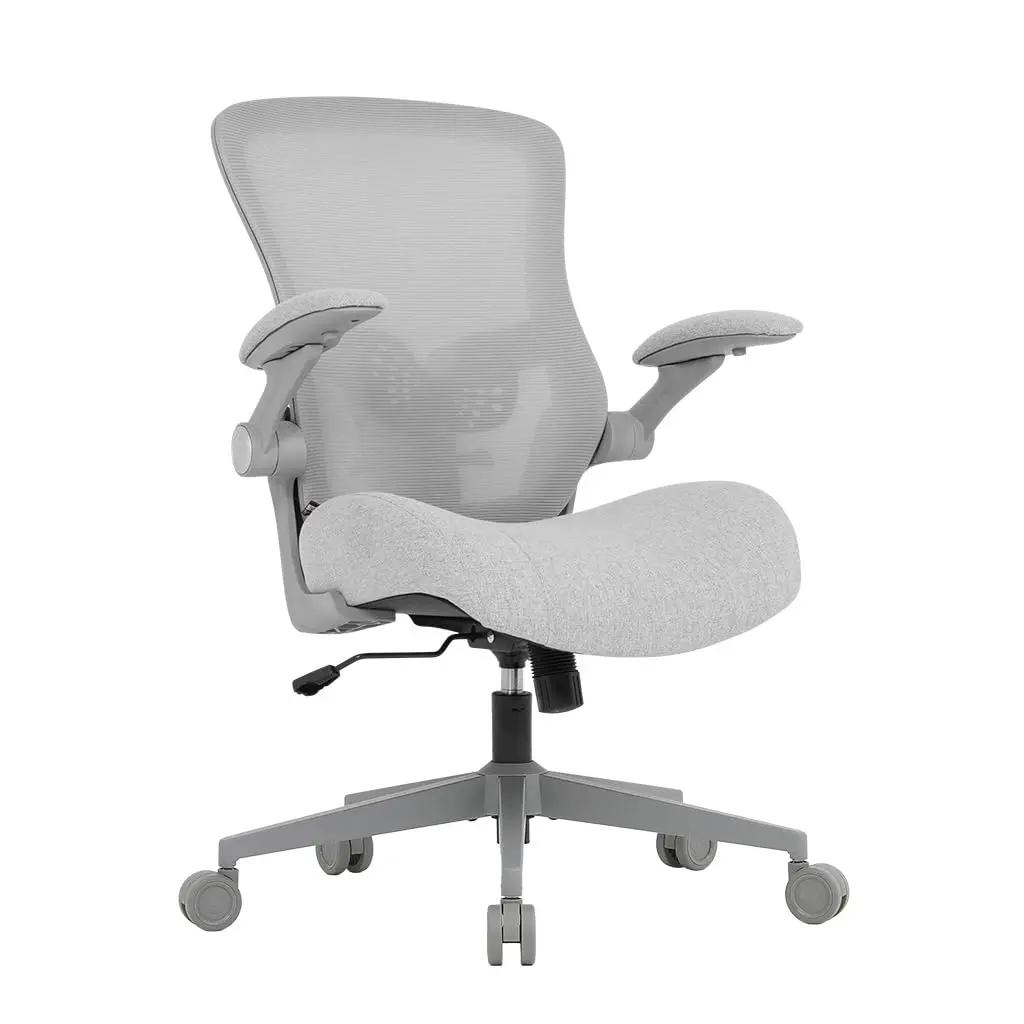 Cadeira Escritório Ergonomica e Confortável DT3 Vita Super com revestimento Mesh Vintex-Y+Tecido Max2Weave,braço retrátil até 90º+rotação (Grey Frame)