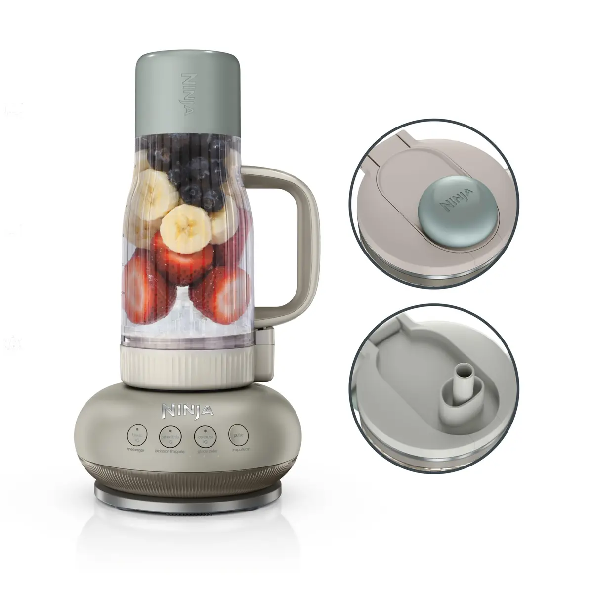 Ninja Blendboss Blendboss Personal Blendboss Smoothies and Frozen Bebidas Misturador com Tampa À Prova de Fugas, Bico de Bebida e Canudo Removível, Tecnologia Auto iQ, 1200 Peaks Mint