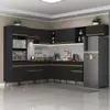 Cozinha Completa de Canto Veneza GB Multimóveis MP2048 com Armário e Balcão Preta - Preto - 1