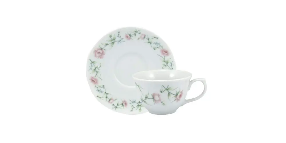 Porcelana Schmidt Tereza com Saliência nas Extremidades Estojo com 6 Xícaras de Café 90 ml
