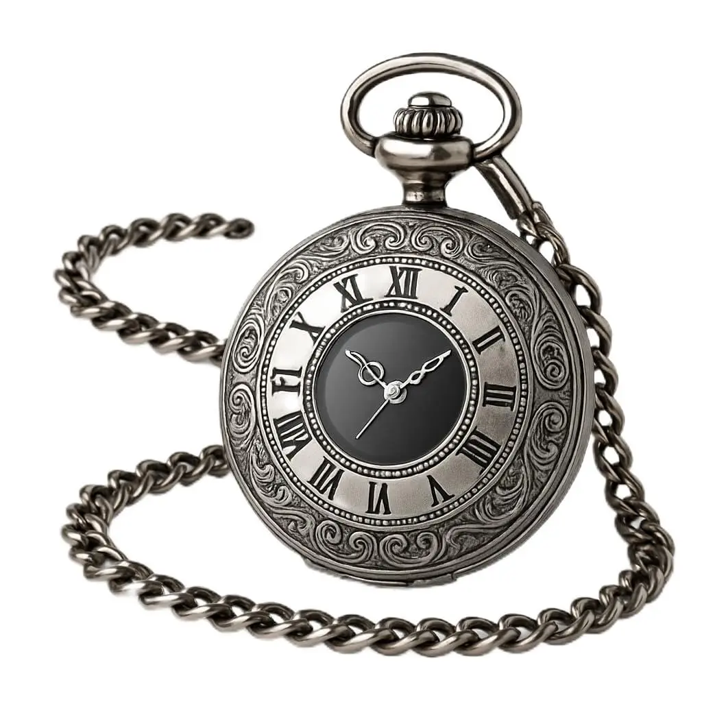 Relógio de Bolso Masculino Vintage "Pocket Chronologic"– Estilo Clássico, Liga de Aço, Corrente 80cm, Vidro Resistente – Elegância e Colecionismo – Acompanha Caixa Premium