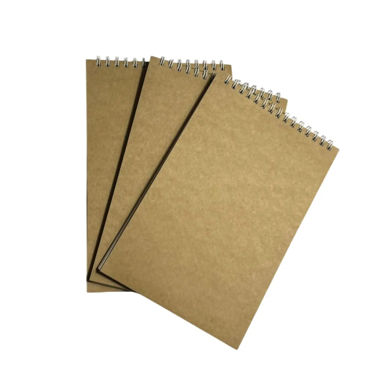 Kit 3 Bloco Anotações Espiral Kraft 51 Folhas Sem Pauta Capa Mole Caderneta | Páginas em Branco, Elástico Preto, Capa Kraft, Bloco de Anotações, 3 Unidades