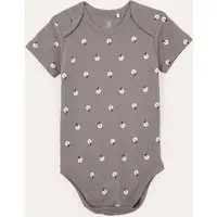 body de algodão infantil floral cinza - 1