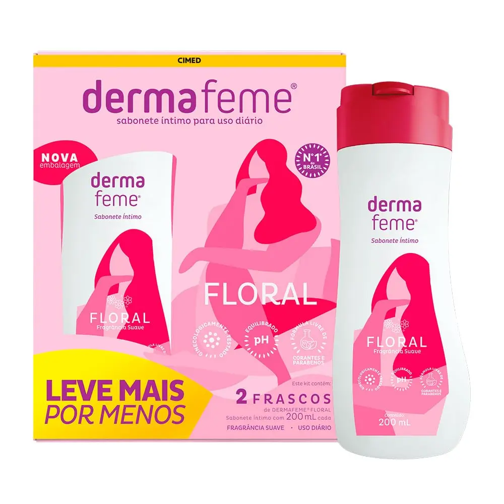 Dermafeme Floral Sabonete Íntimo Líquido com 2 unidades - 1