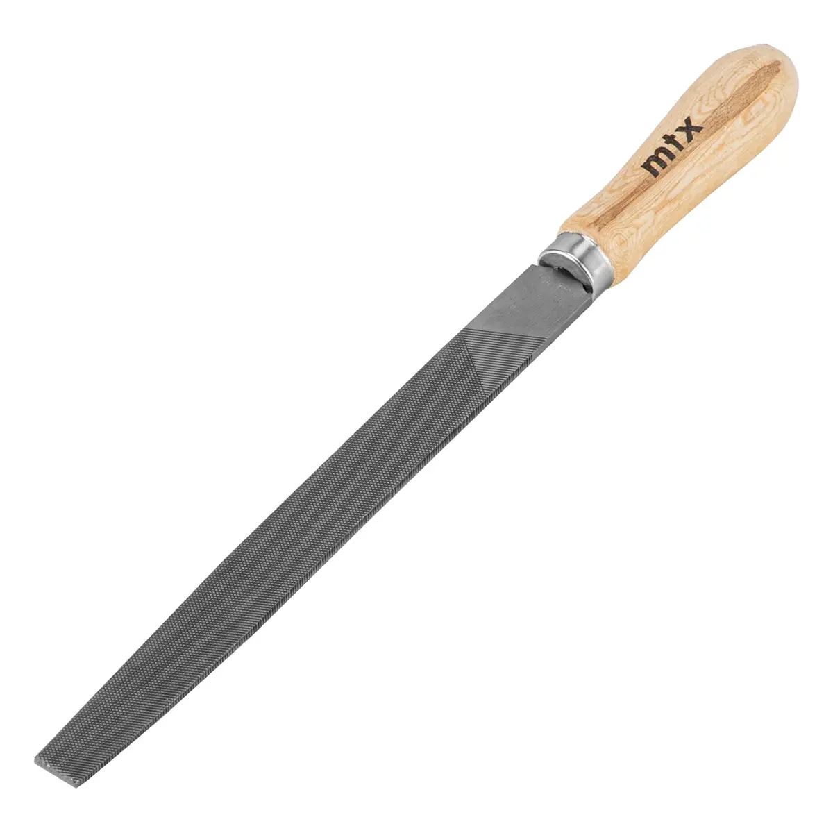 MTX Lima Chata 200 Mm – Cabo De Madeira Ergonômico, Aço De Alta Qualidade Com Dupla Linha De Corte, Ideal Para Desbaste Plano, Ajuste De Bordas, Marcenaria E Metalurgia