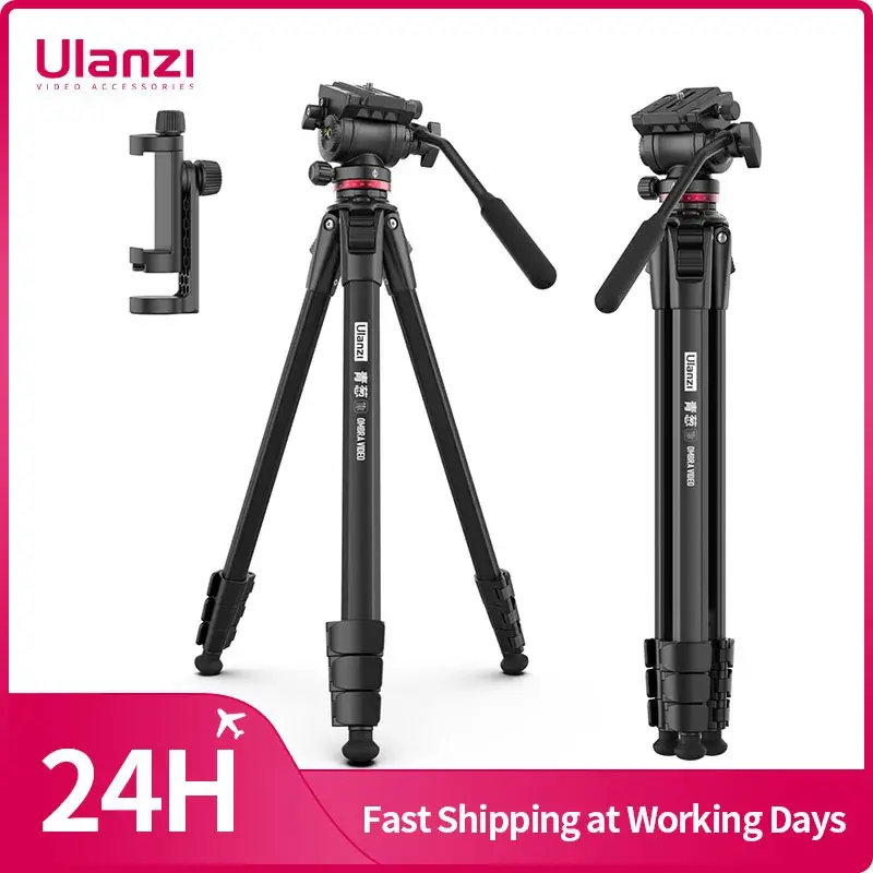 Ulanzi MT-56 OMBRA VÍDEO Tripé de Viagem Com Fluido Drag Pan Ball Head Metal Outdoor Smartphone DSLR Câmera Tripé Monopé - 1