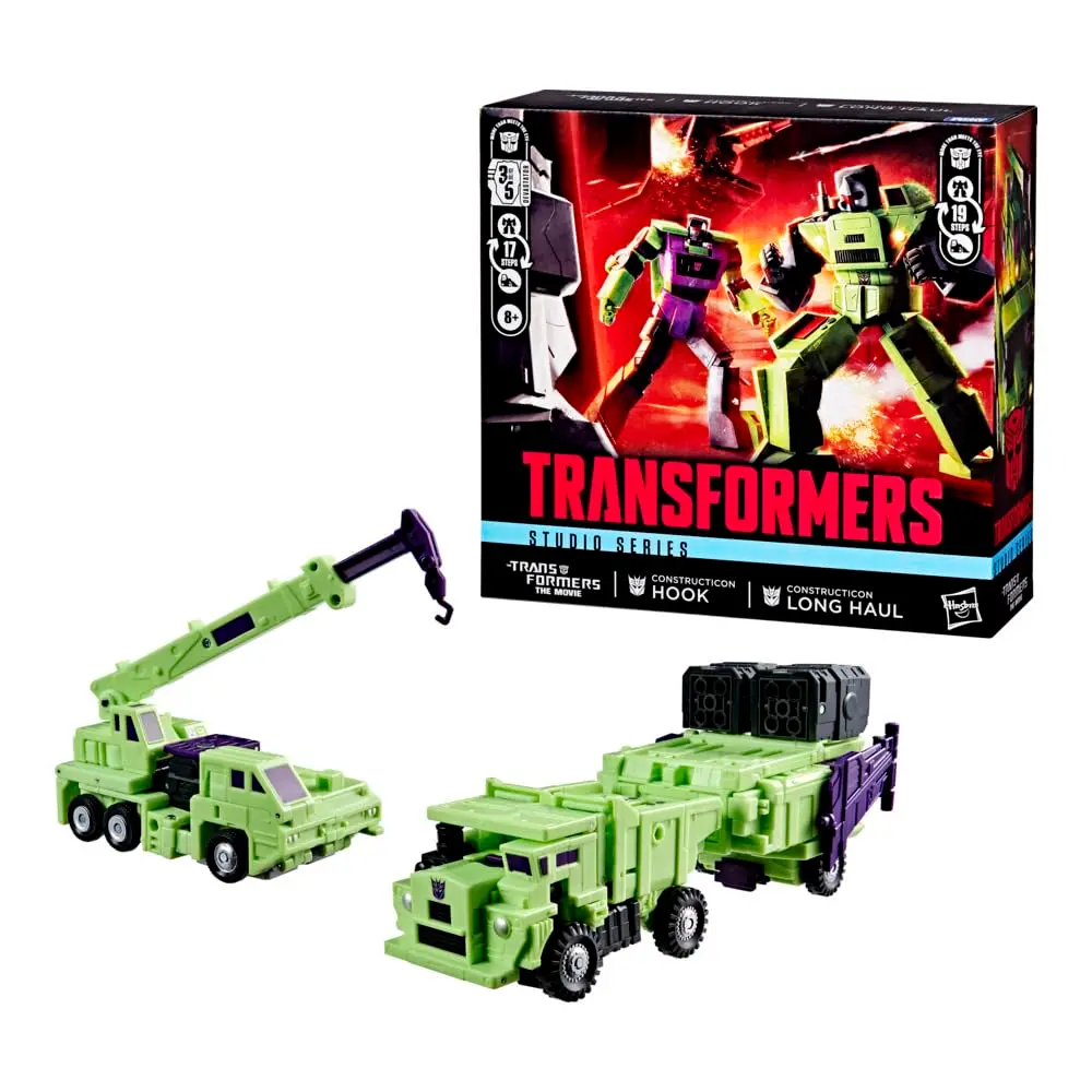 Transformers Studio Series Transformers: O Filme, Constructicon Long Haul e Constructicon Hook, Figura de Ação com Acessórios
