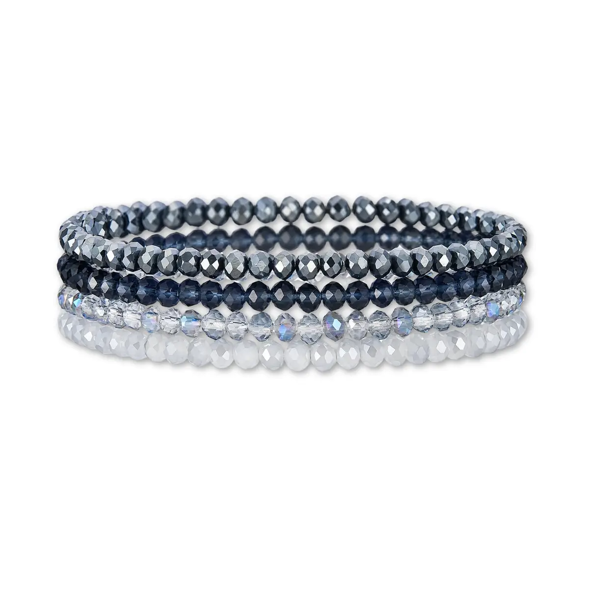 Kit Pulseiras Femininas com Contas Facetadas 4 Peças Elásticas - 1