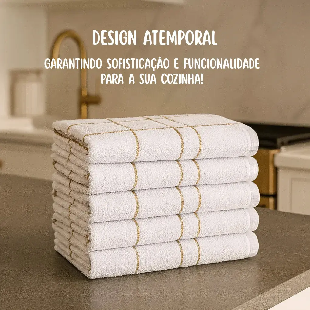 Kit 5 Pano Cozinha Louça Algodão Xadrez Branca Alta Absorção Branco Xadrez thumbnail 3