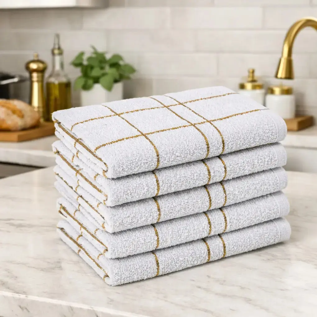 Kit 5 Pano Cozinha Louça Algodão Xadrez Branca Alta Absorção Branco Xadrez thumbnail 5