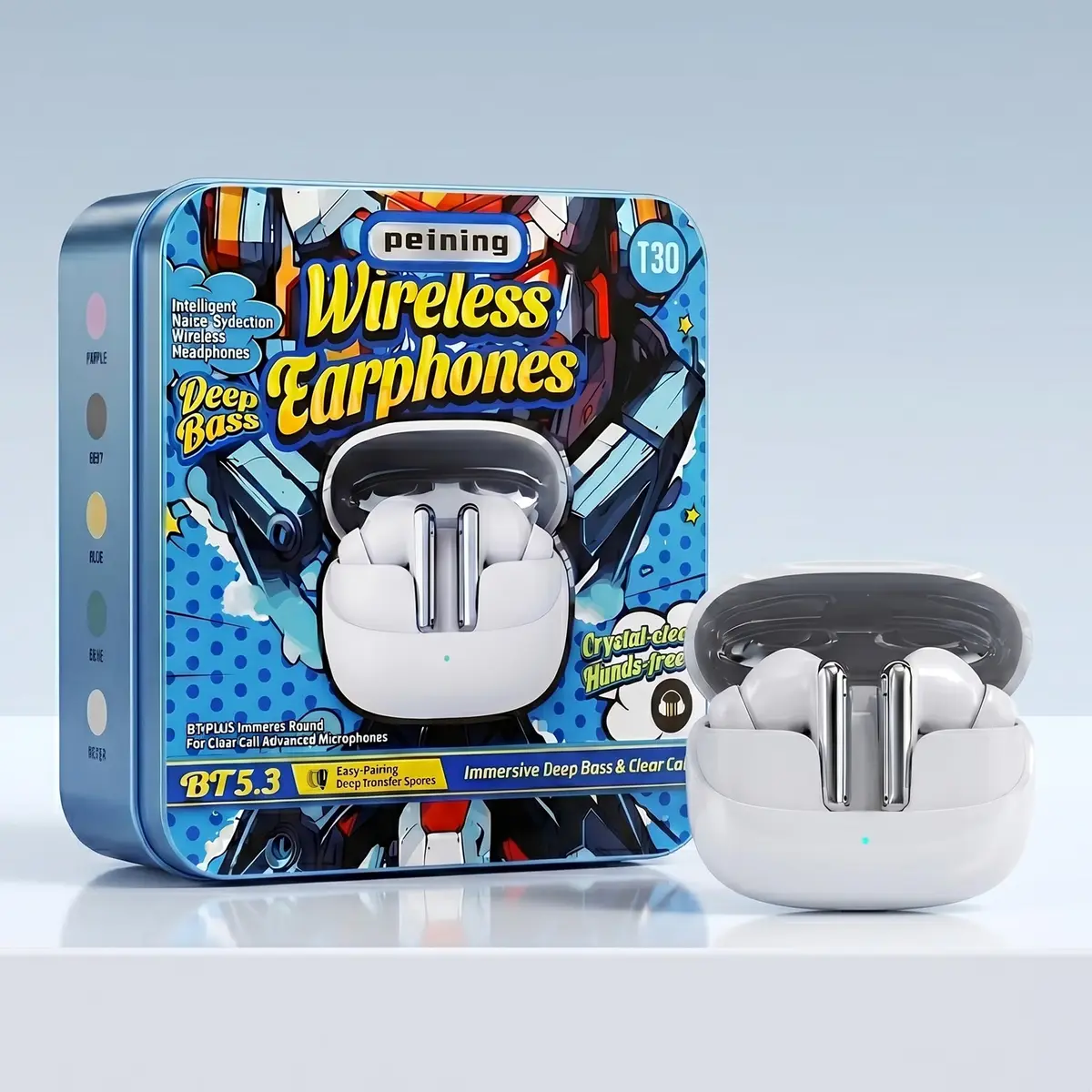Fone Ouvido Bluetooth Deep Bass, Graves Fortes, Redução de Ruído, Bateria Longa Duração, Recarga Turbo, Microfone Integrado, Controle Touch, P/Android e iOS, Caixa Lata Premium (Branco) - 1