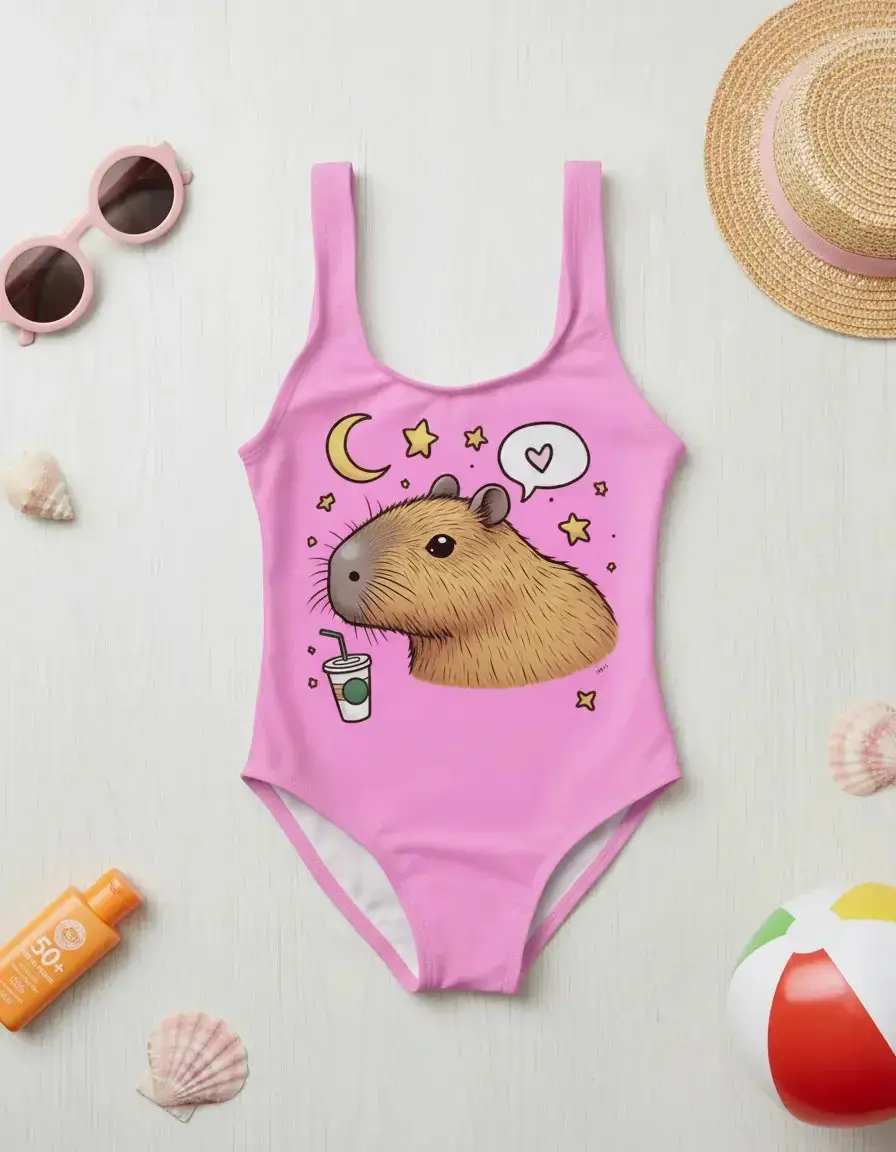 Maiô Infantil Bebê Menina Juvenil Estampas De Capivara Uv50+ Cor Estampa 03 Tamanho 6