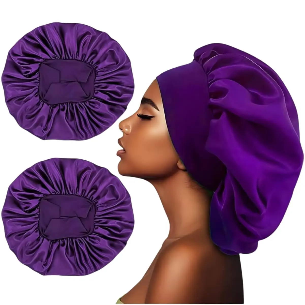 Touca de Cetim para Cabelos Volumosos ou Grandes, Multicolorido | Proteção Noturna, Para Todo Tipo de Cabelo, Design Elegante com Faixa Confortável, Anti-Frizz
