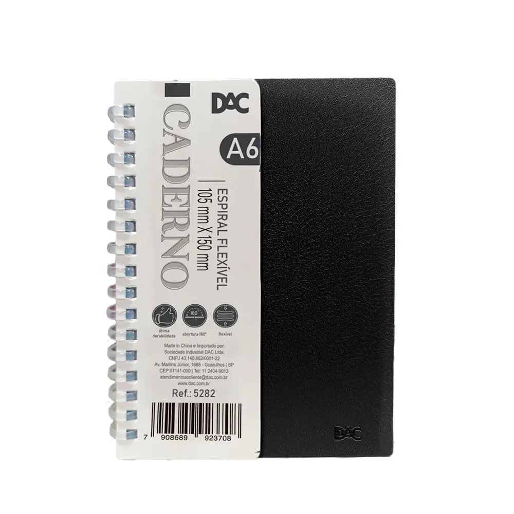 Caderno Espiral DAC, A6, Preto, 1 Matéria, PP - 1