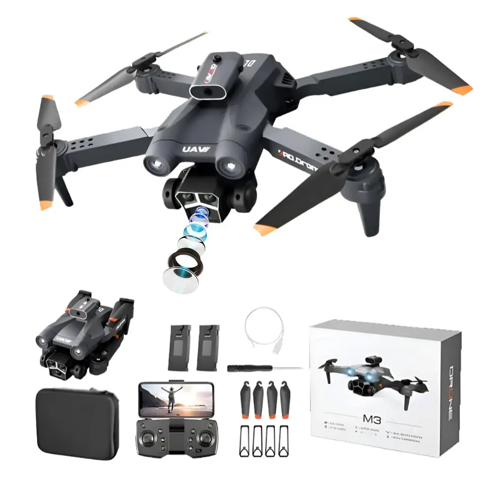DLI M3 Drone Dobrável com Câmera 1080P e 2 Baterias | Design dobrável, voo pairado, controle por sensor de gravidade, decolagem e pouso com um único botão, função de giroscópio 3D - 1