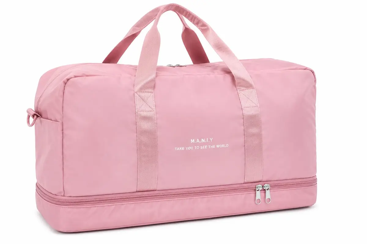 Bolsa Esportiva e de Viagem Grande com 4 Bolsos, Bolsa Transversal Organizadora para Academia, Treino, Trabalho e Passeios, Compartimentos para Documentos e Pertences (Rosa Claro) - 1