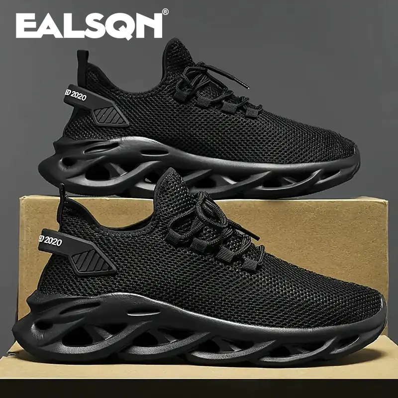 Homens esportes correndo preto sapatos de corrida tênis casuais marrom ao ar livre malha respirável feminino luz absorção de choque tênis preto