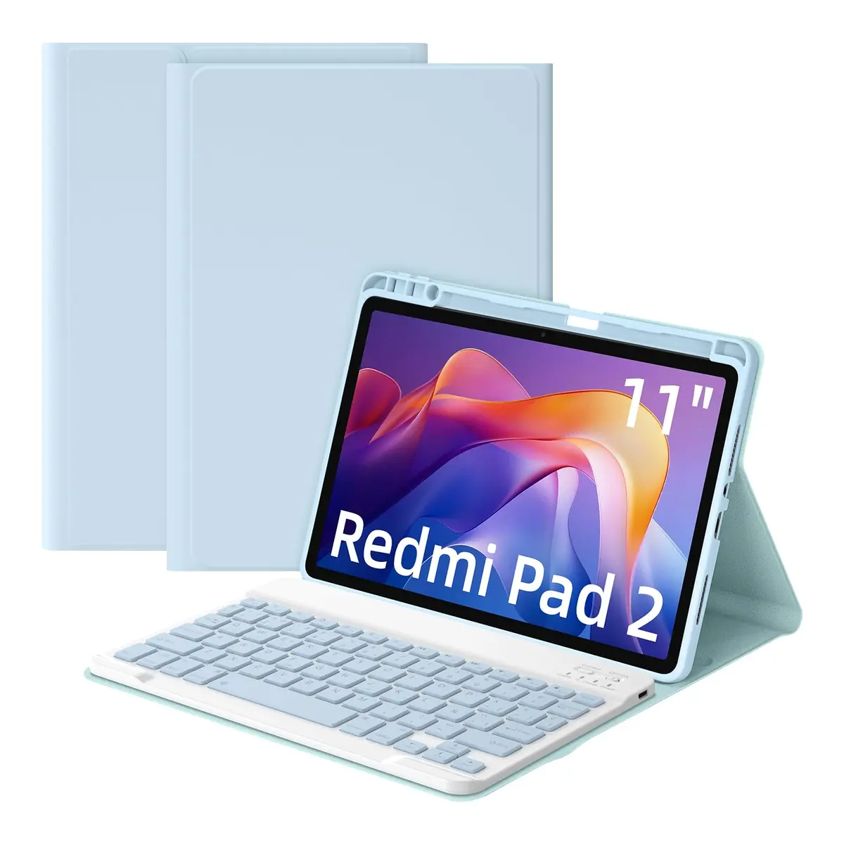 Capa com Teclado para Xiaomi Redmi Pad 2 11" 2025 | Layout em Português Brasileiro Teclado Destacável e Capa Tipo Fólio, Azul - 1
