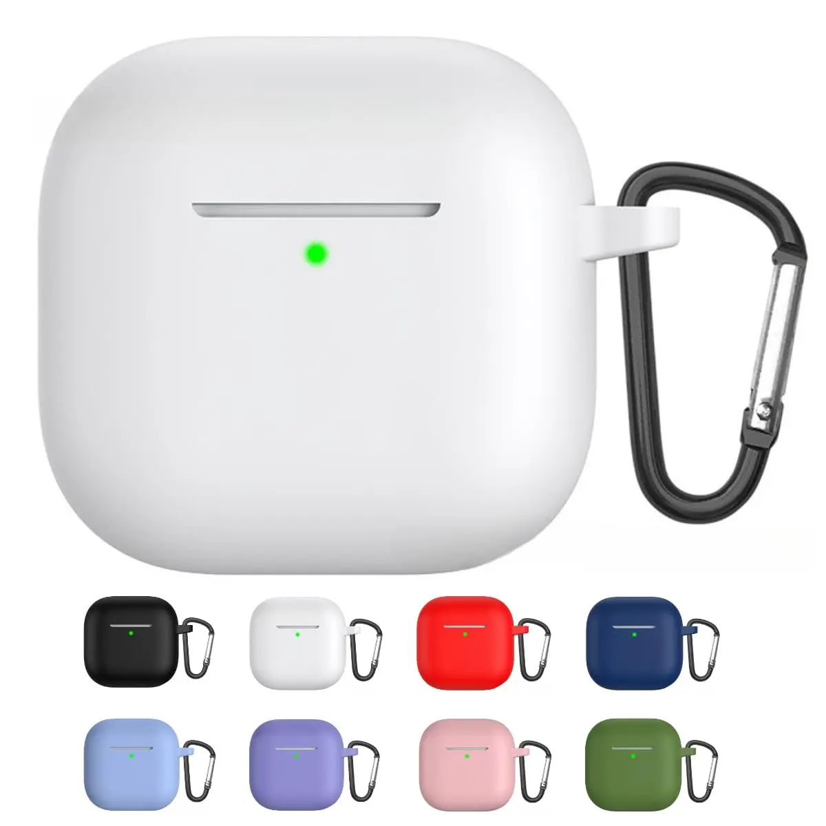Capa Protetora de Silicone para AirPods 4ª Geração com Mosquetão – Antipoeira, Antiqueda (Branco) - 1
