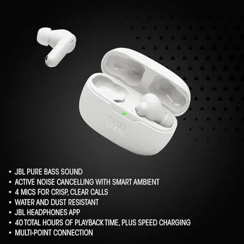 JBL, Fone de Ouvido, Wave Beam 2, Bluetooth, Intra Auricular, Sem Fio, Resistente à Água e Poeira - Branco thumbnail 6