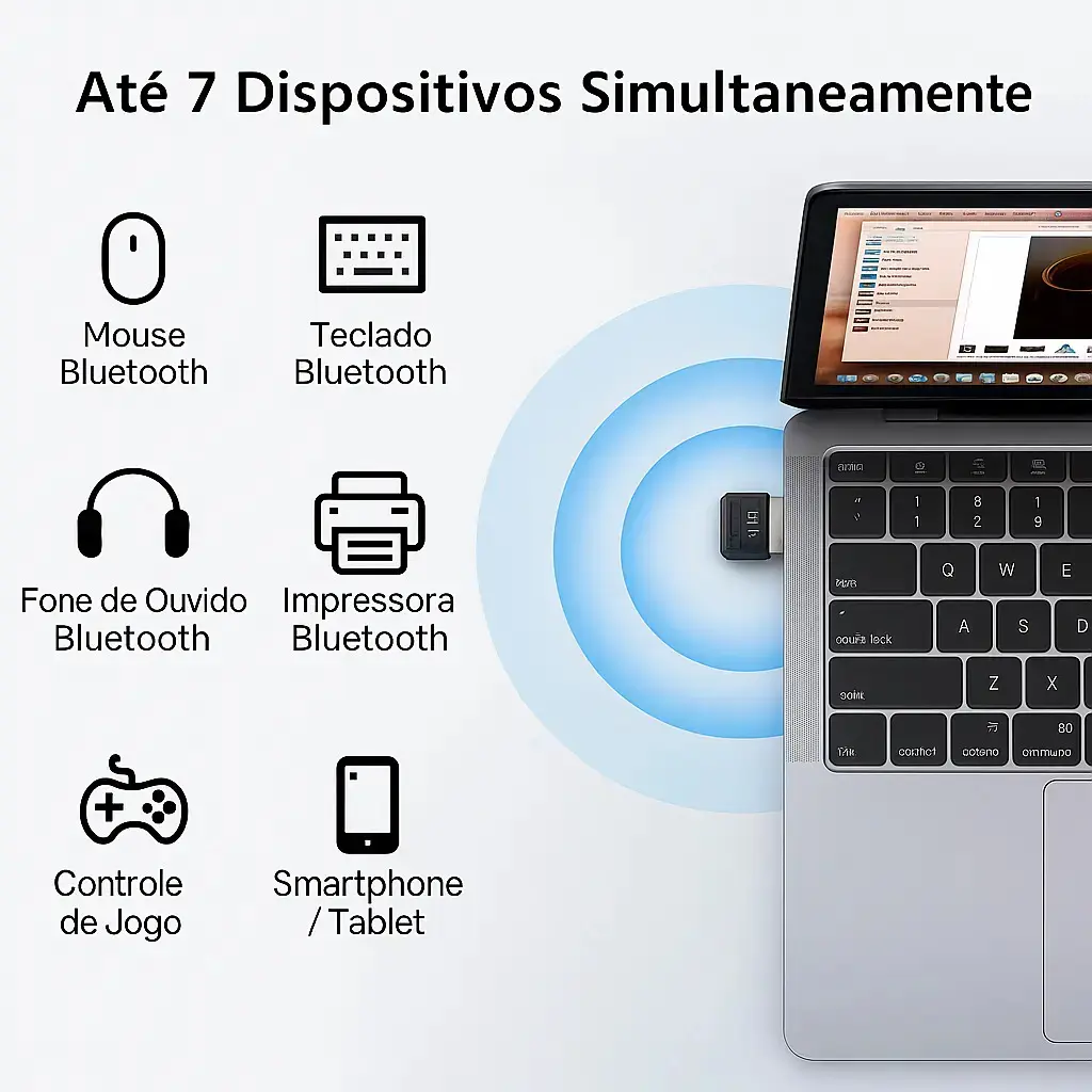 Adaptador Rec Bluetooth 5.4 P/ Computador Até 7 Dispositivos thumbnail 3