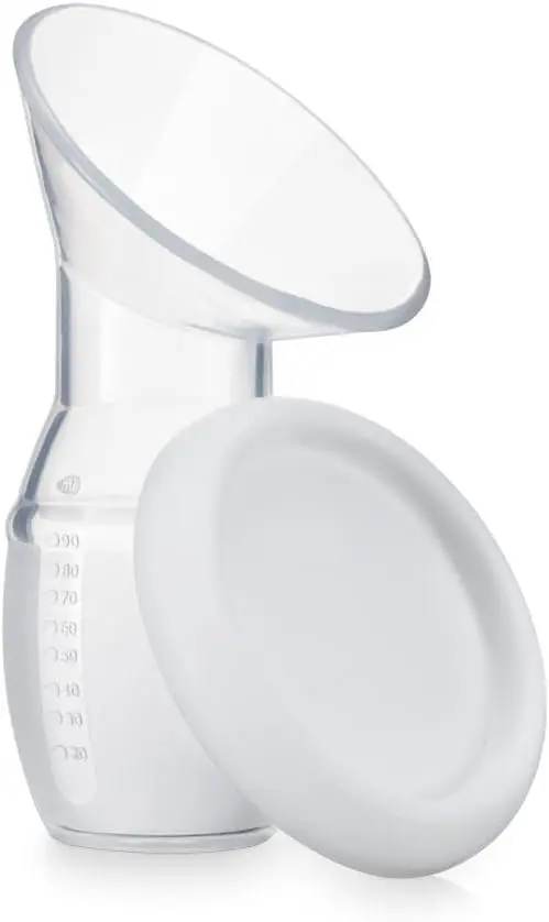 Coletor de Leite Materno em Silicone 110ml com Tampa, Bomba Manual Portátil Livre de BPA, Confortável e Reutilizável para Amamentação e Extração de Leite
