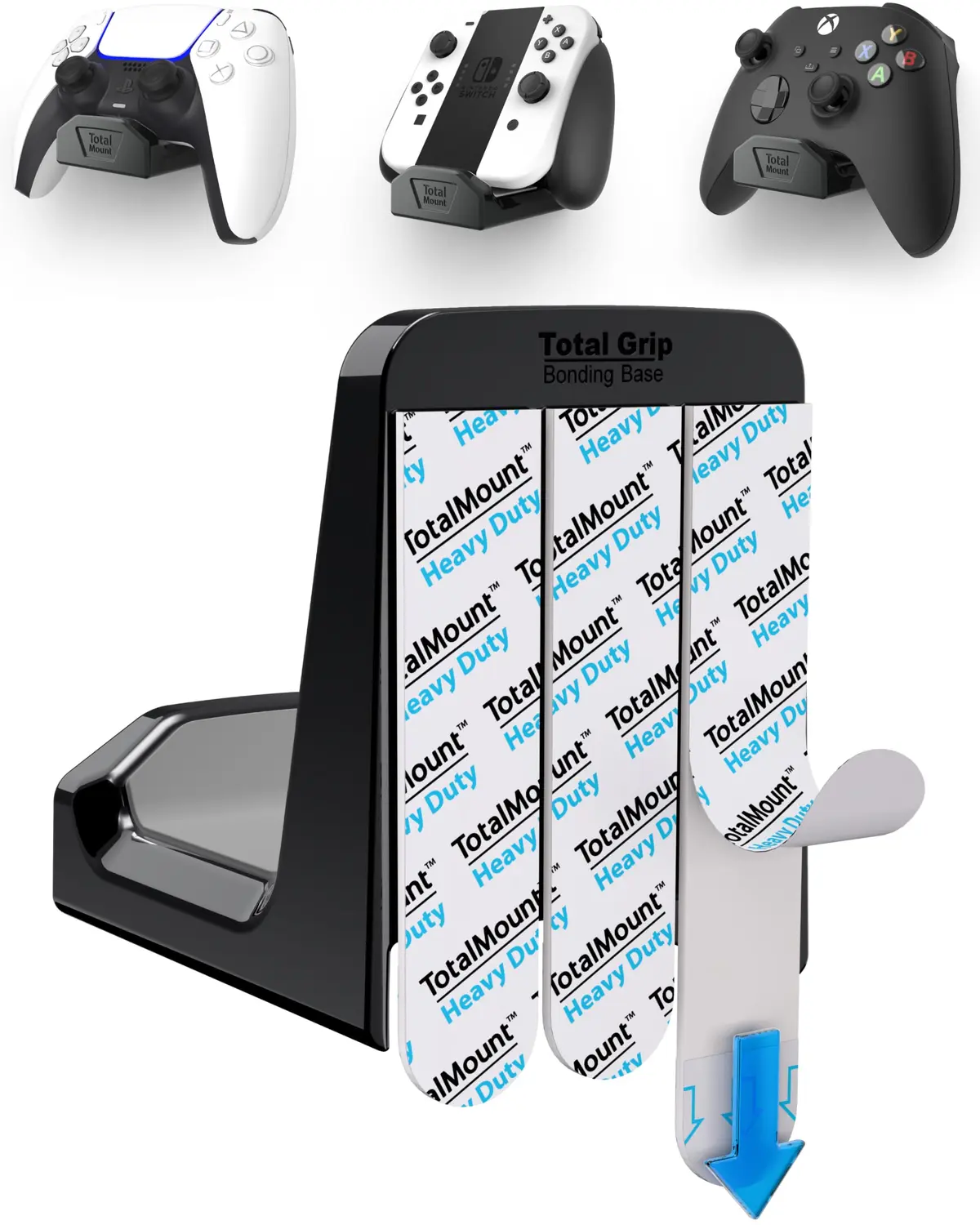 TotalMount Controller Wall Stand (1 Pack) with Non-Slip Pad & Removable Adhesive for Xbox, PS5, PS4, and Nintendo – This Premium Holder Won’t Damage Your Wall with Screws or Permanent Adhesive