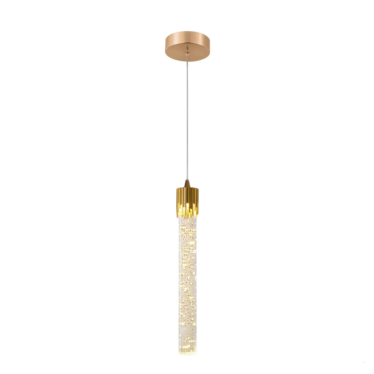 Lustre Pendente LED Cristal Dourado, Temperatura Tricolor 3000K-6000K - 1