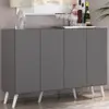 (Com cashback R$ 279 DOBRASIL) Aparador Buffet 4 Portas Veneza Grafite/Branco