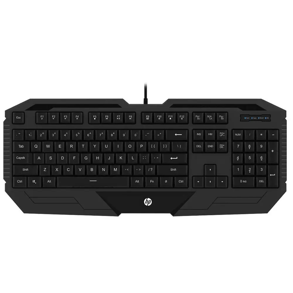 HP Teclado Gamer K130 Preto USB Layout ABNT2 com Ajuste de Altura Teclas Multimídia e Resistente a Respingos controle de mídia de 12 teclas 9XW72AA