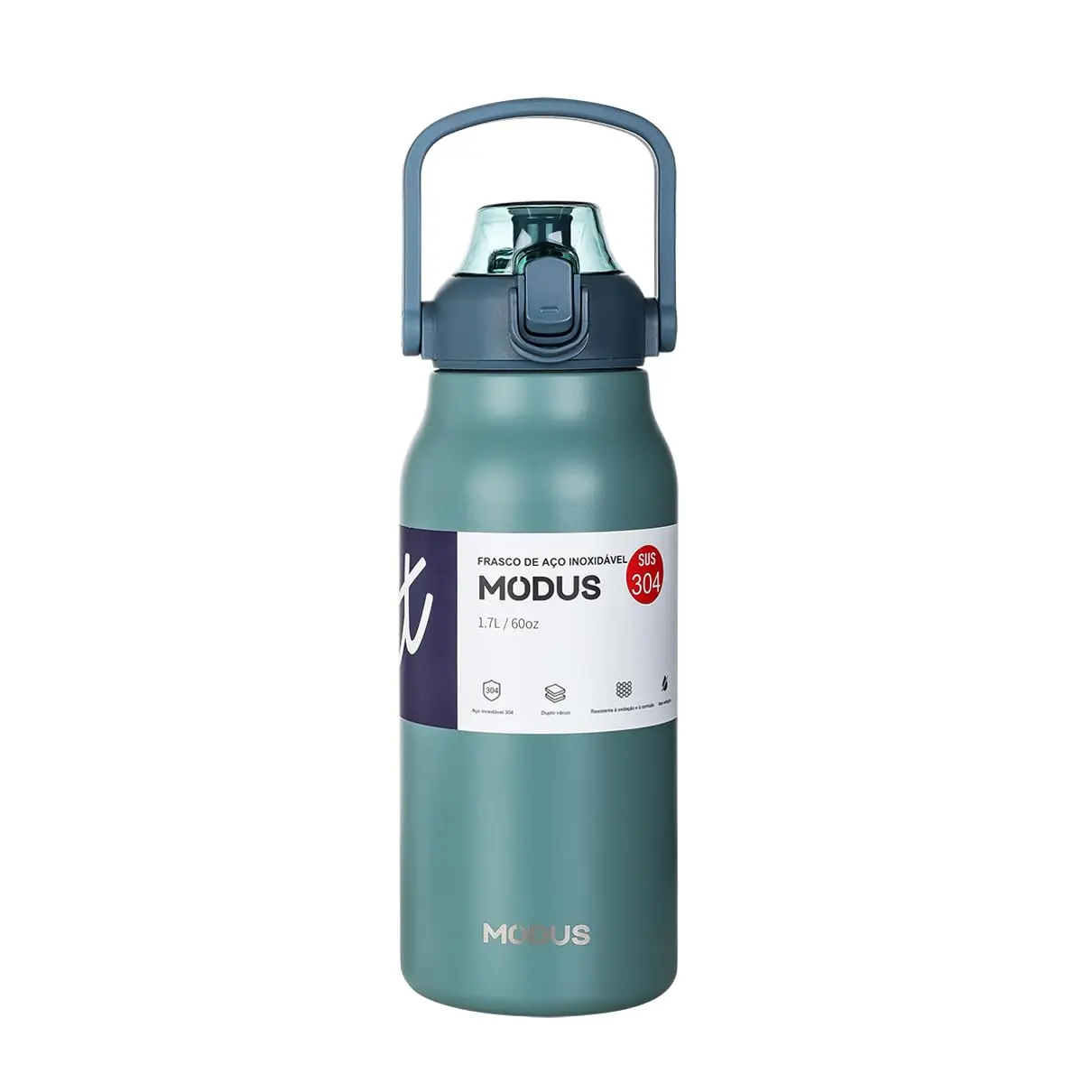 MODUS Garrafa Térmica De Grande Capacidade Inox Com Canudo 1700ML