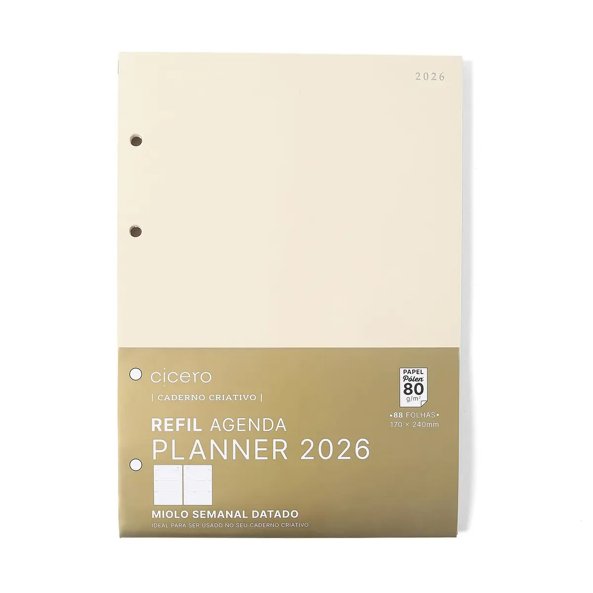 REFIL CADERNO CRIATIVO ARGOLADO 88 FLS POLEN 80G AGENDA PLANNER 2026 SEMANAL 17X24 - 1