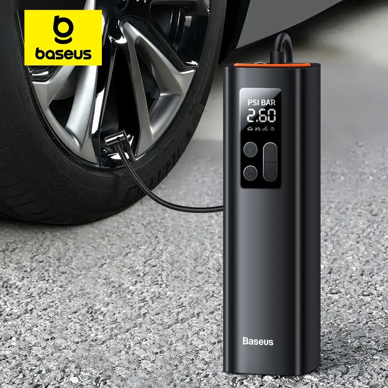 Baseus mini compressor de ar do carro 12v 150psi portátil inflator de pneus do carro bomba inflável digital inteligente para carro bicicleta barco bomba de ar - 1